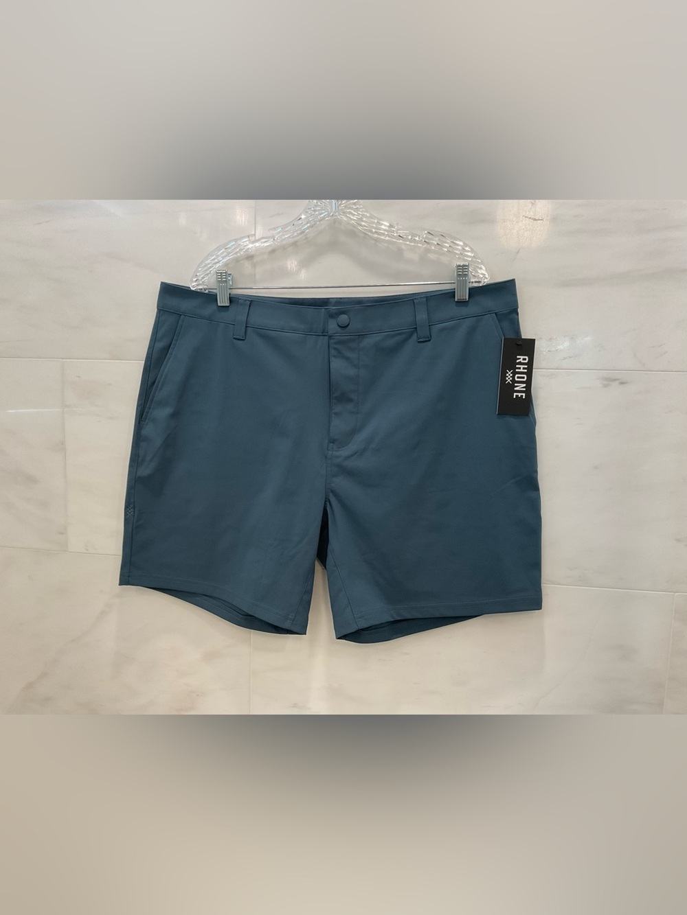 NWT RHONE Dark Teal Blue 7.0” Commuter Flex Knit Shorts size 38 T42